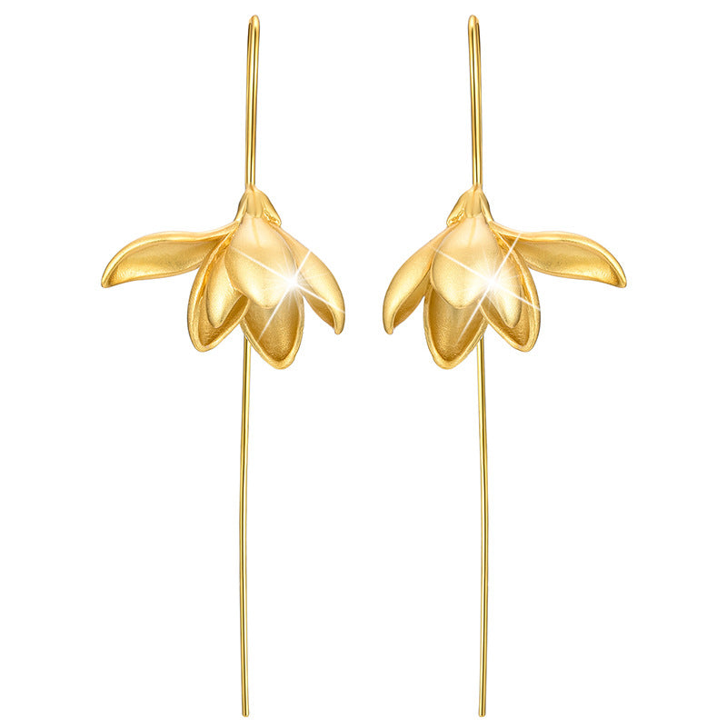 Female Magnolia Flower Sterling Silver Earrings