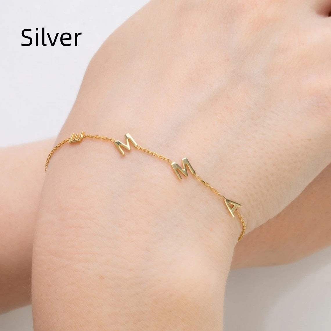 Gold Personalized  Letter Name Bracelet, Personalized Jewelry- Gold and Silver