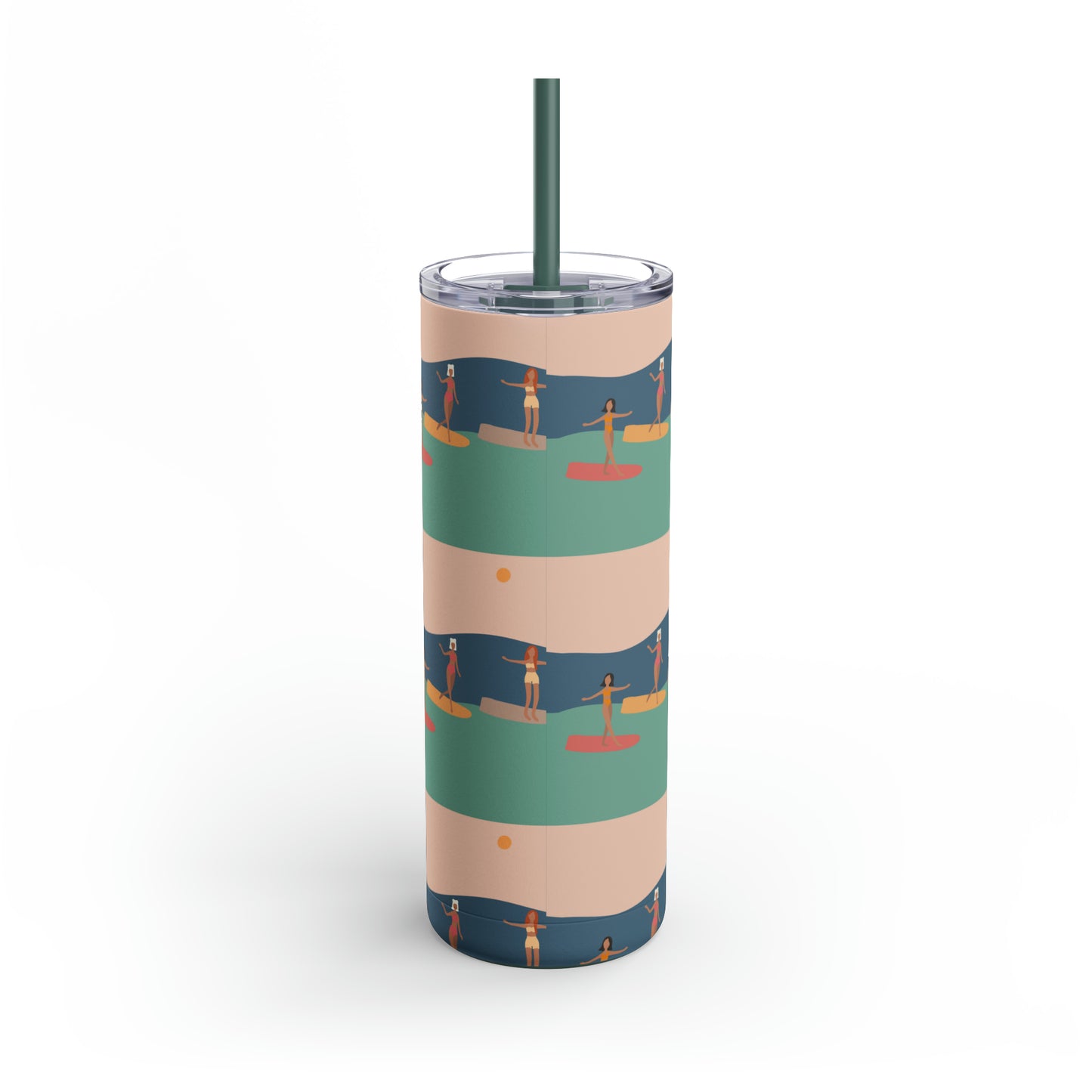 Tumbler 20 0z surf girls design,  Skinny Matte Tumbler, 20oz coffee tumbler, hot or cold drink ware, travel drink ware tumbler