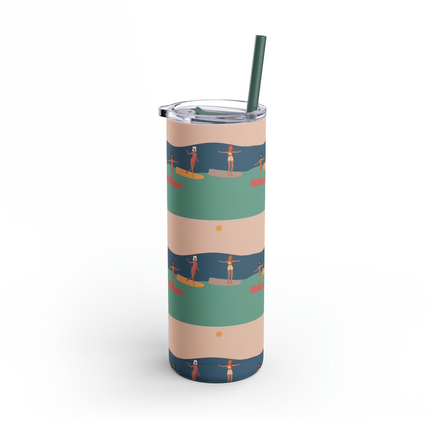 Tumbler 20 0z surf girls design,  Skinny Matte Tumbler, 20oz coffee tumbler, hot or cold drink ware, travel drink ware tumbler