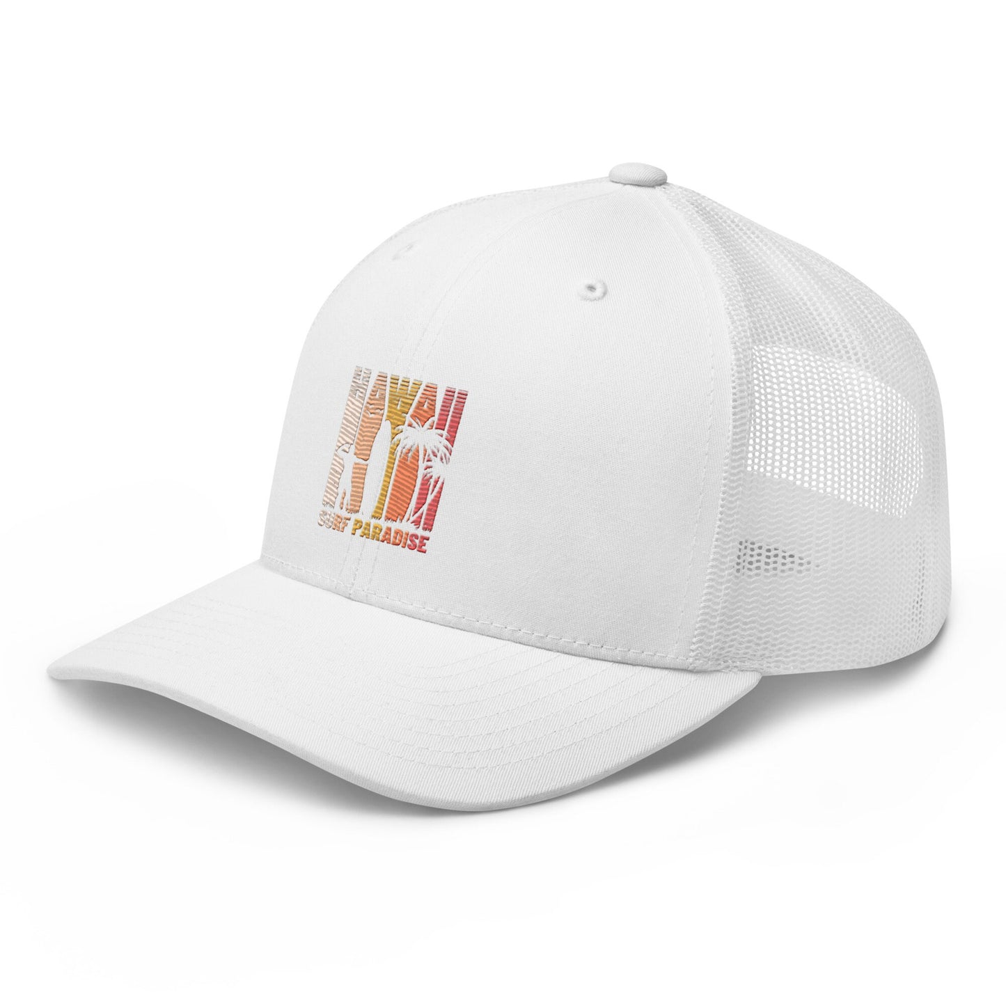 Hawaii Surf Trucker Cap, Surfer Hat, Baseball Hat Hawaii Surfer, White Trucker Hat for Him or Her