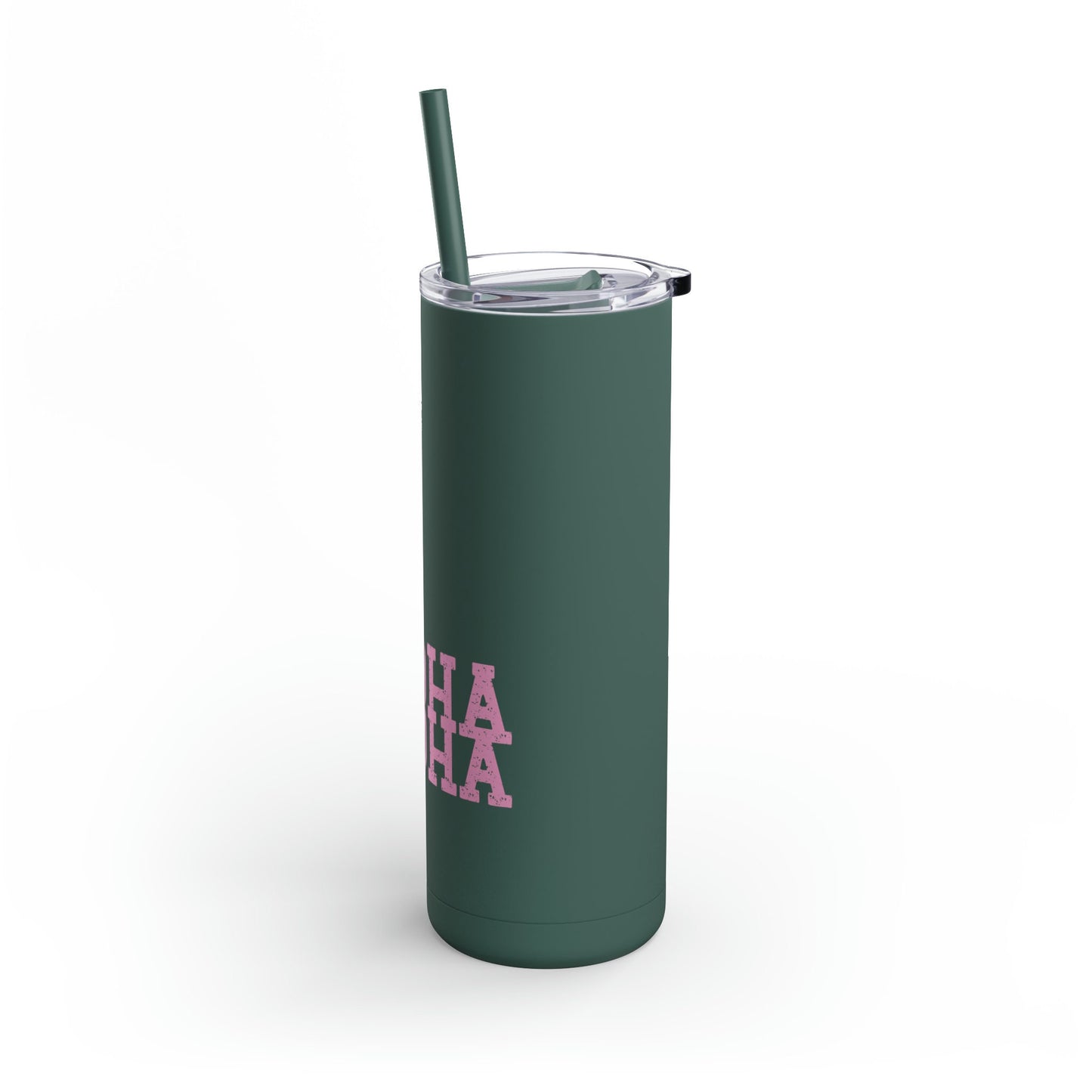 Aloha Skinny Matte Tumbler, 20oz tumbler, iced coffee cup tumbler, hawaii design green and pink, tumbler with straw