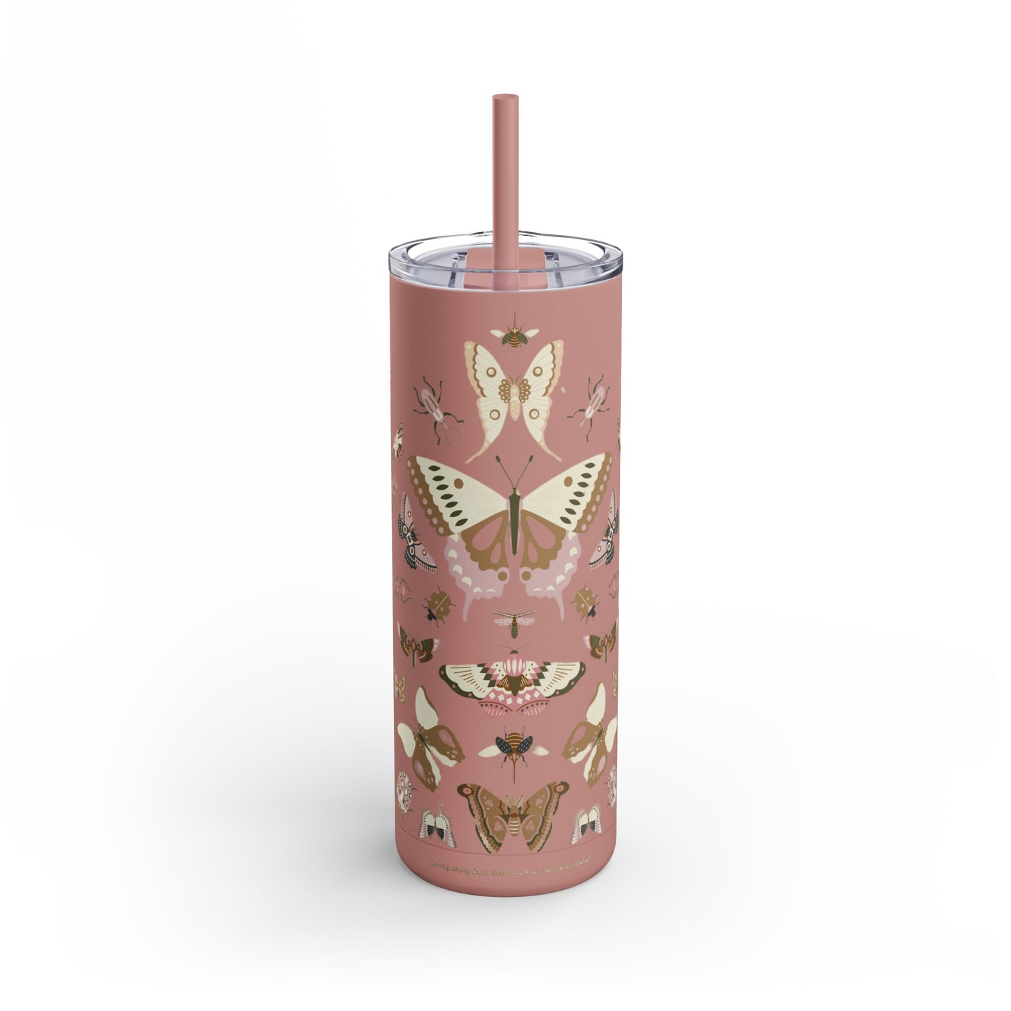 Boho Butterfly Skinny Matte Tumbler, 20oz iced coffee tumbler, camping mug, mockup tumbler, coffee mug enamel boho butterfly