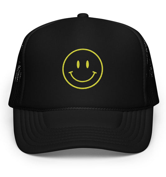 Smiley Foam Trucker Hat Smiley Face, Multiple Colors Trucker Smile Hat, Yellow Smiley Hat, trendy smile hat, yellow and white hat