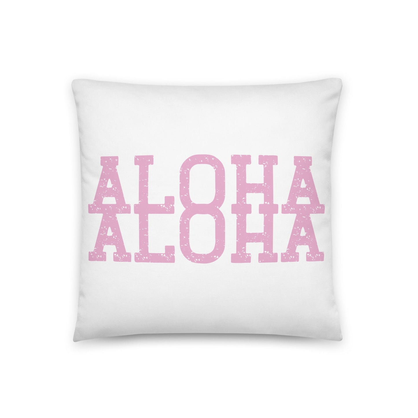 Aloha Throw Pillow Case and Insert, multiple sizes throw pillow, pink and white Hawaii island decor,