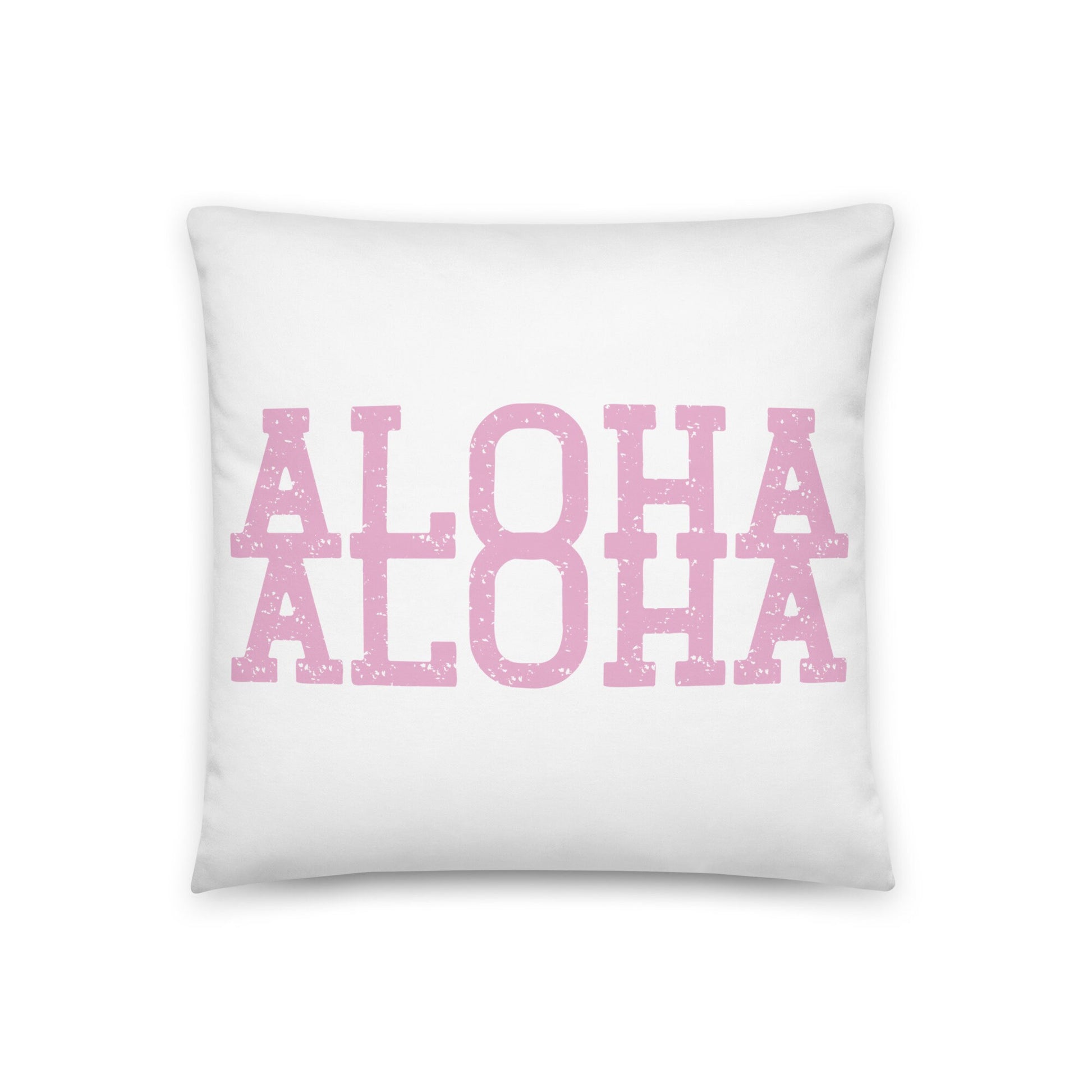 Aloha Throw Pillow Case and Insert, multiple sizes throw pillow, pink and white Hawaii island decor,