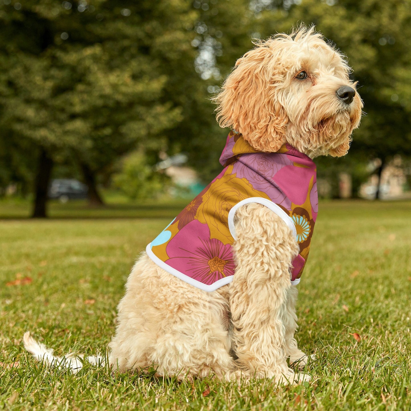 retro flower pet hoodie, multiple sizes