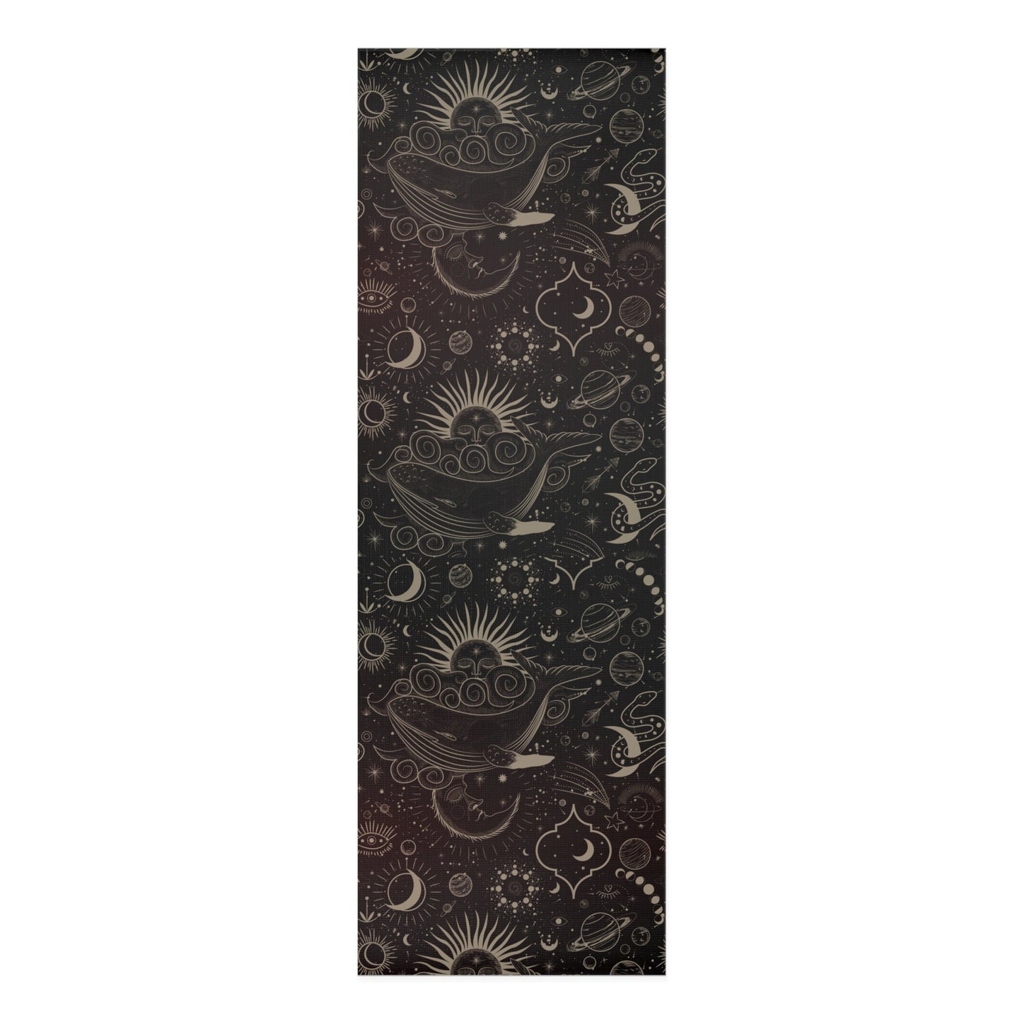 Yoga Mat Celestial Whale Black Foam, Astrology Yoga Mat in Black and Gold