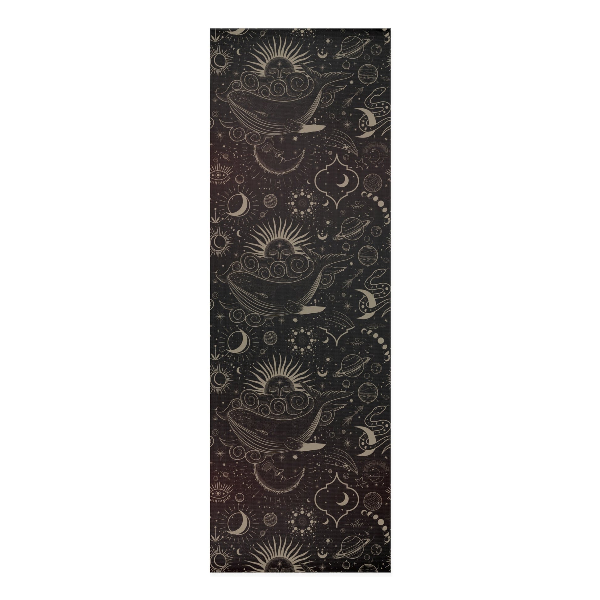 Yoga Mat Celestial Whale Black Foam, Astrology Yoga Mat in Black and Gold