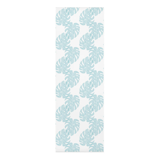 Yoga Mat Blue Monstera Leaf, Boho Tropical Style Nature Yoga Mat