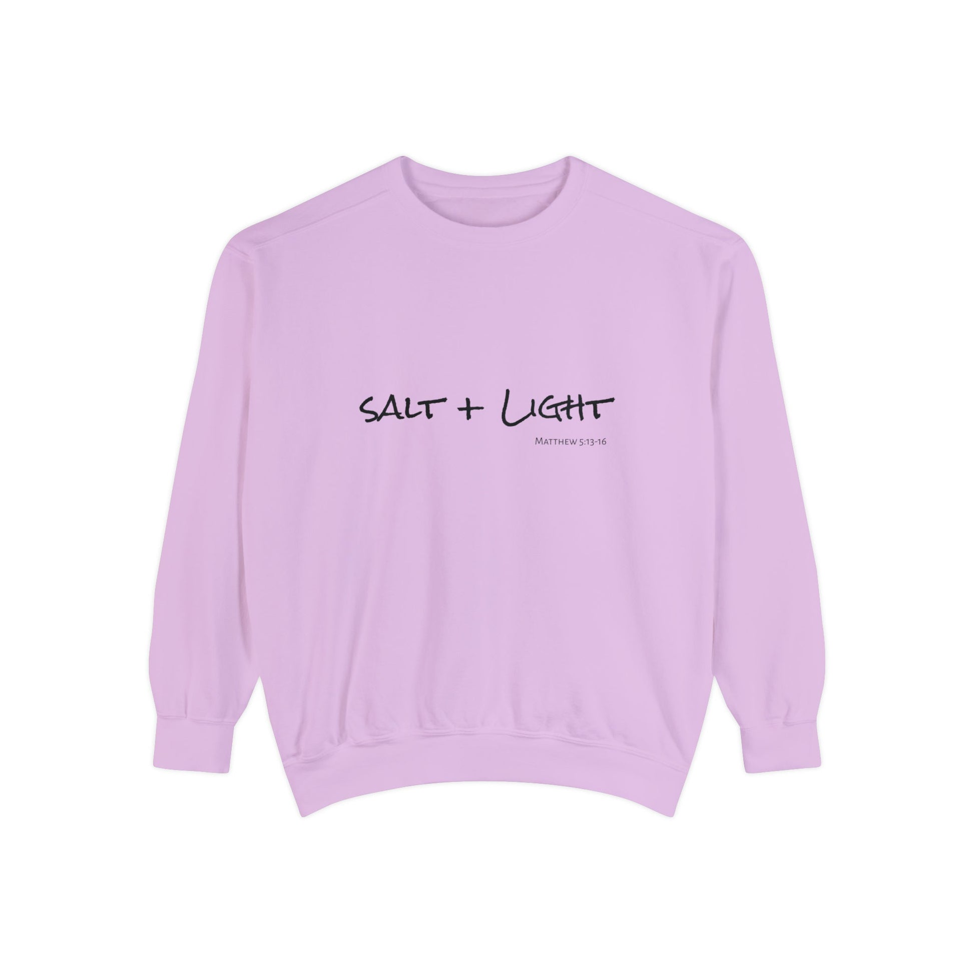 Salt + Light Matthew 5:13 Sweatshirt, Bible Verse Shirt in Comfort Colors, Christian Apparel Salt + Light scripture quote