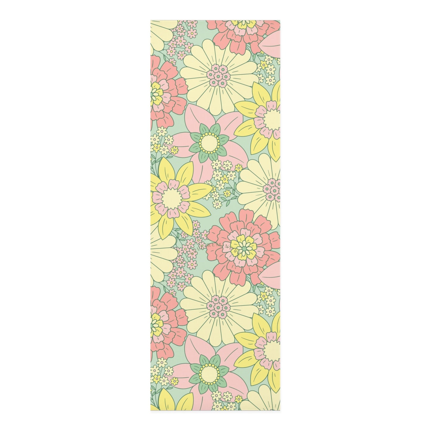 Retro Floral Yoga Mat, Comfortable Non-slip foam yoga mat in comfort color flowers