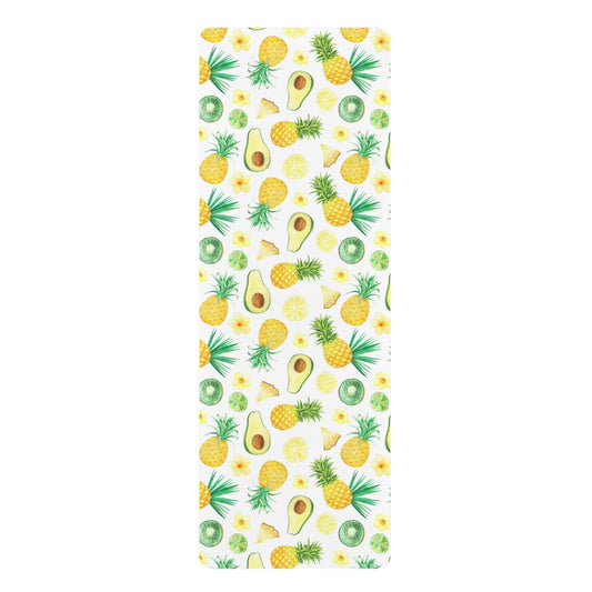 Tropical fruit Yoga Mat, Hawaiian fruits Rubber Yoga Mat, Fun tropical colors exercise mat