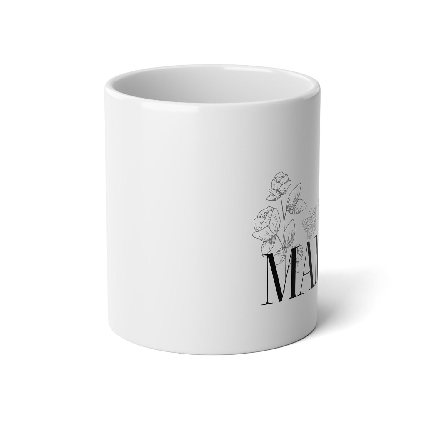 Mom Coffee Mug, 20oz White Coffee Mug With Wildflowers in Black, Mothers Day Gift for her