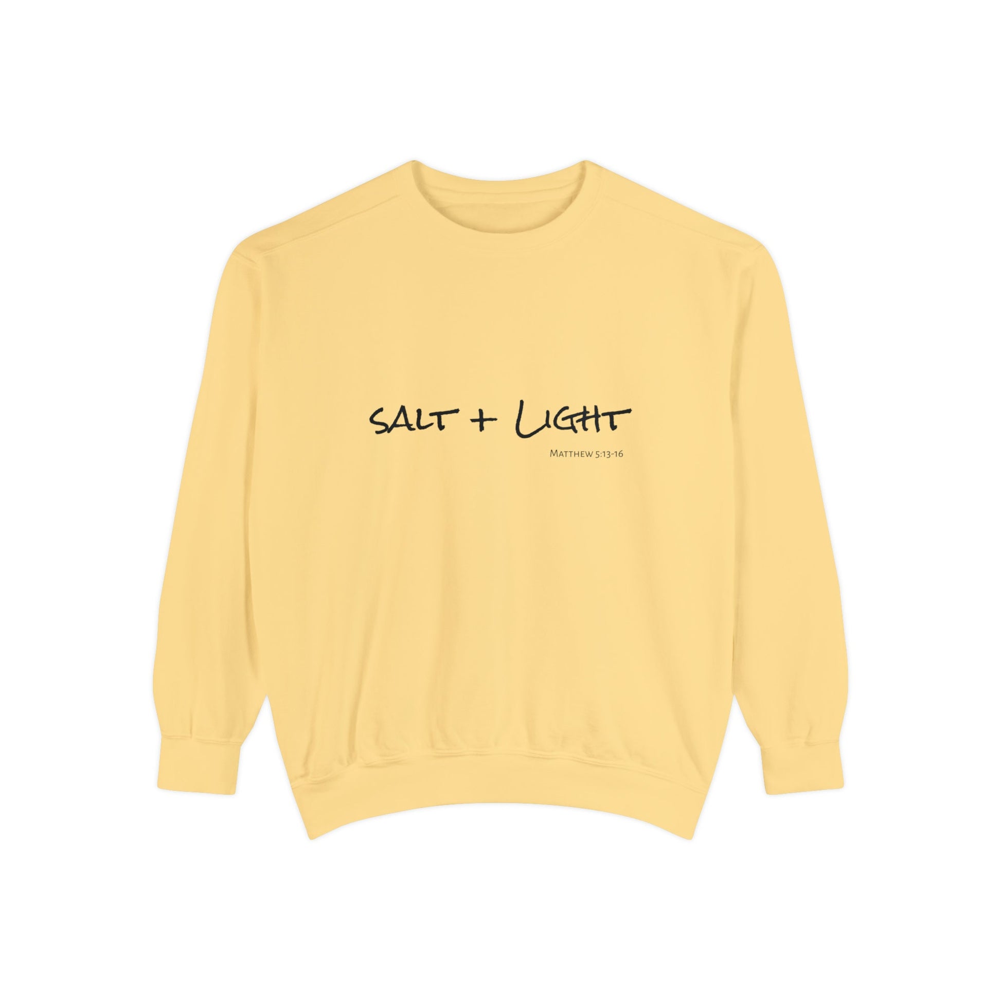 Salt + Light Matthew 5:13 Sweatshirt, Bible Verse Shirt in Comfort Colors, Christian Apparel Salt + Light scripture quote