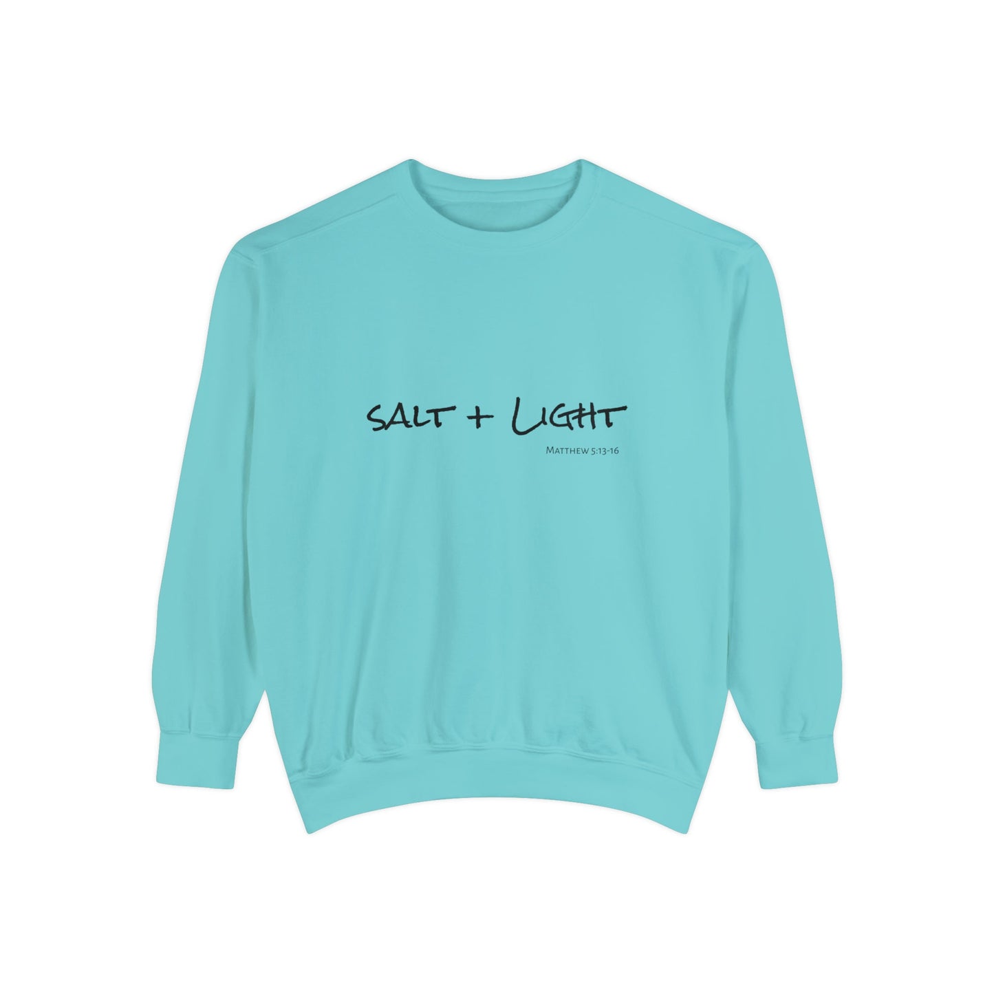 Salt + Light Matthew 5:13 Sweatshirt, Bible Verse Shirt in Comfort Colors, Christian Apparel Salt + Light scripture quote