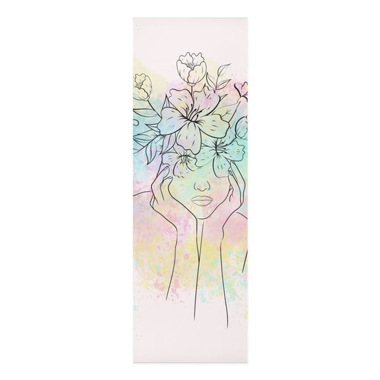 SHE Yoga Mat, Her/ Hers Yoga Mat, strong woman floral design foam yoga