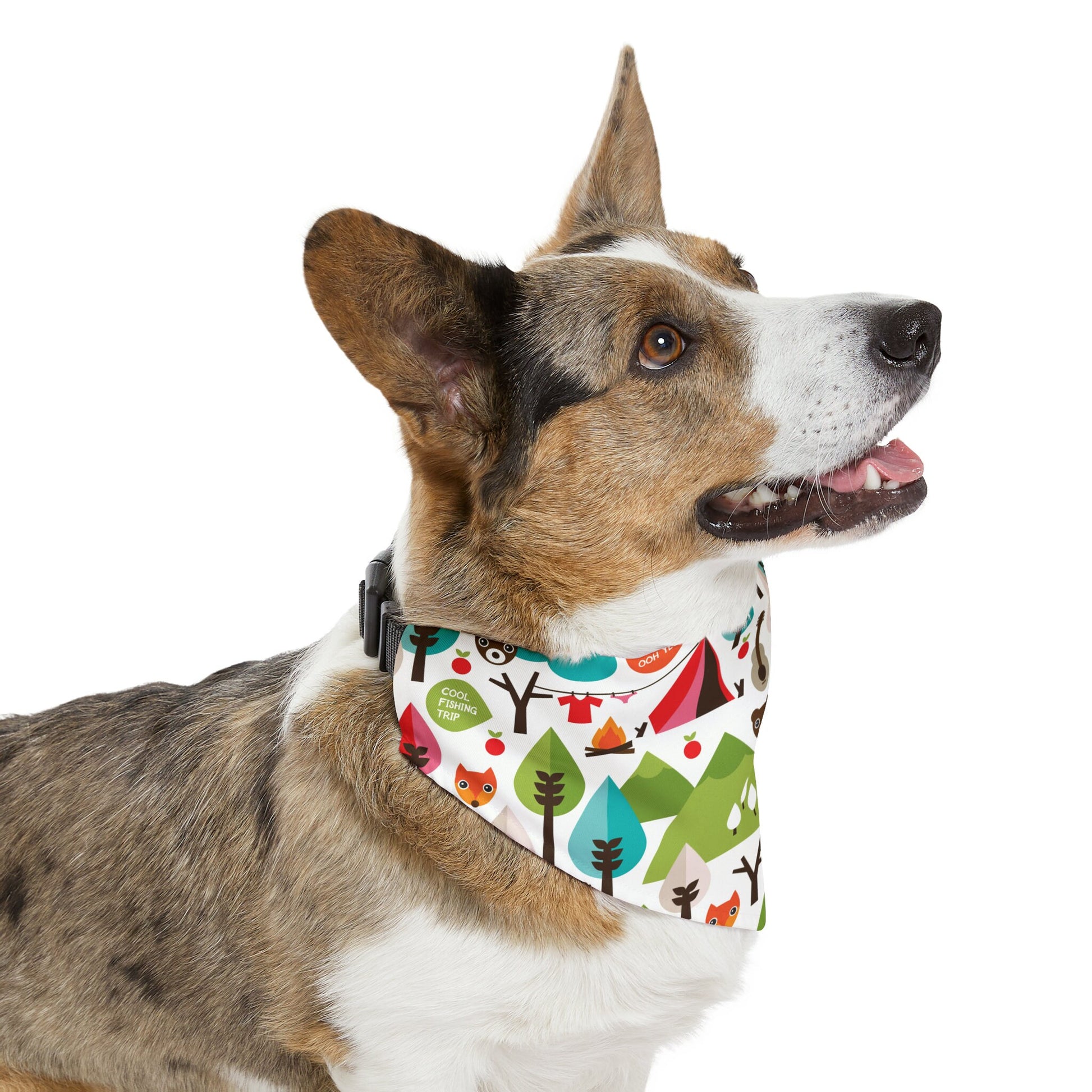 Camping Pet Bandana Collar, Trees and Tent dog collar, pet accessories in small to extra large, clip closure for comfortable fit collar