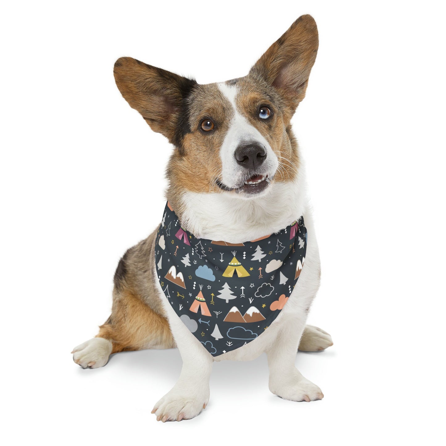 Camping Pet Bandana Collar, Small to Extra Large Size Collar, Pet Accessories with fun prints, clip closure for secure fit