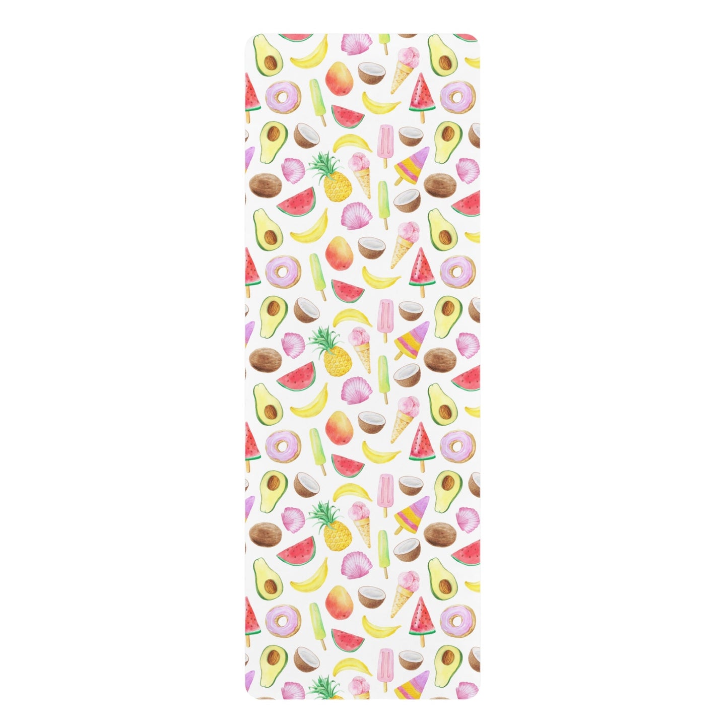 Tropical Fruit Yoga Mat, Natural Rubber Yoga Mat with bright tropical fruits, Hawaiian Yoga Mat,