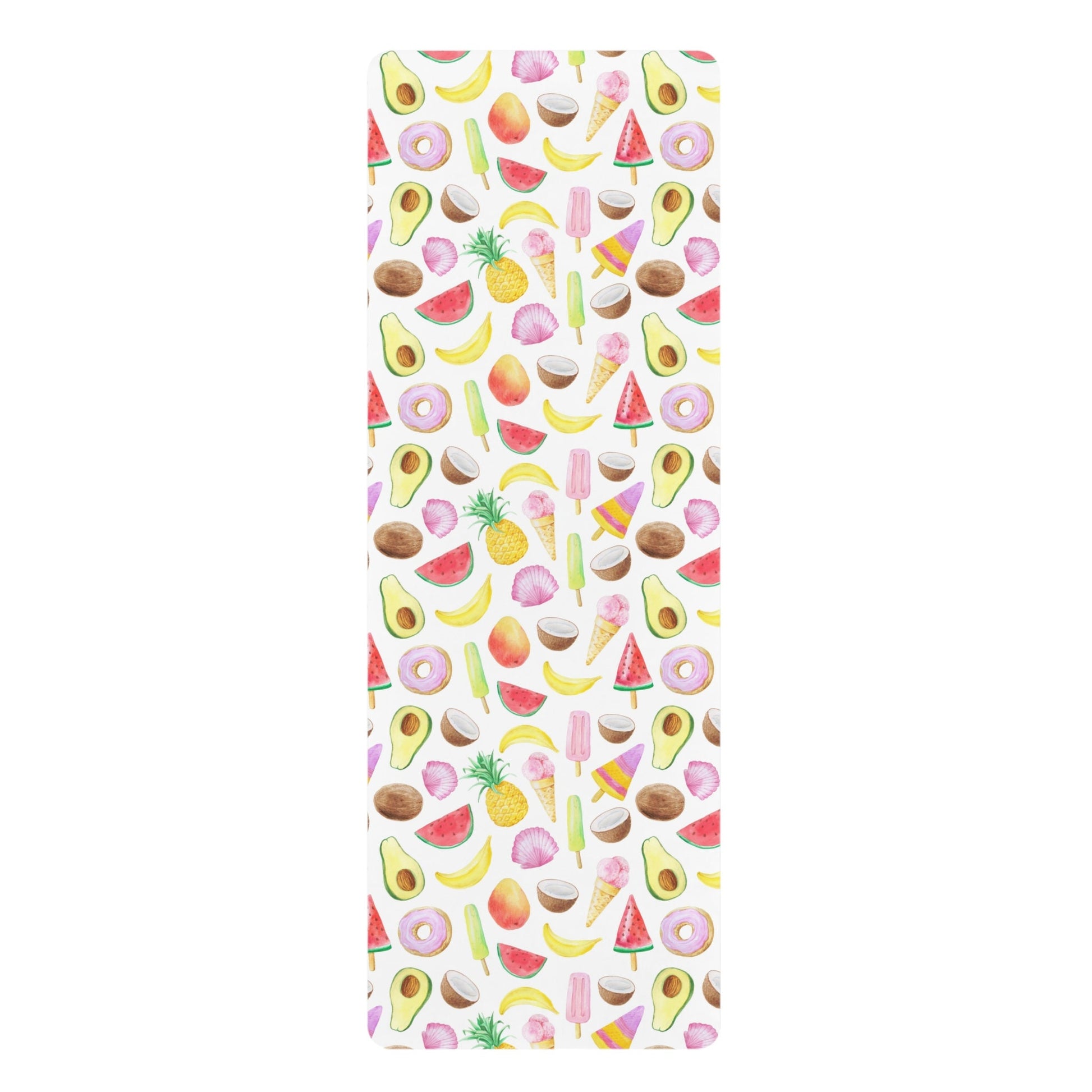 Tropical Fruit Yoga Mat, Natural Rubber Yoga Mat with bright tropical fruits, Hawaiian Yoga Mat,