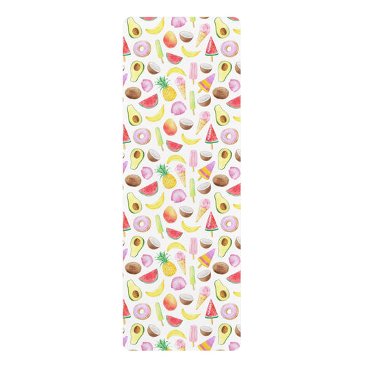 Tropical Fruit Yoga Mat, Natural Rubber Yoga Mat with bright tropical fruits, Hawaiian Yoga Mat,