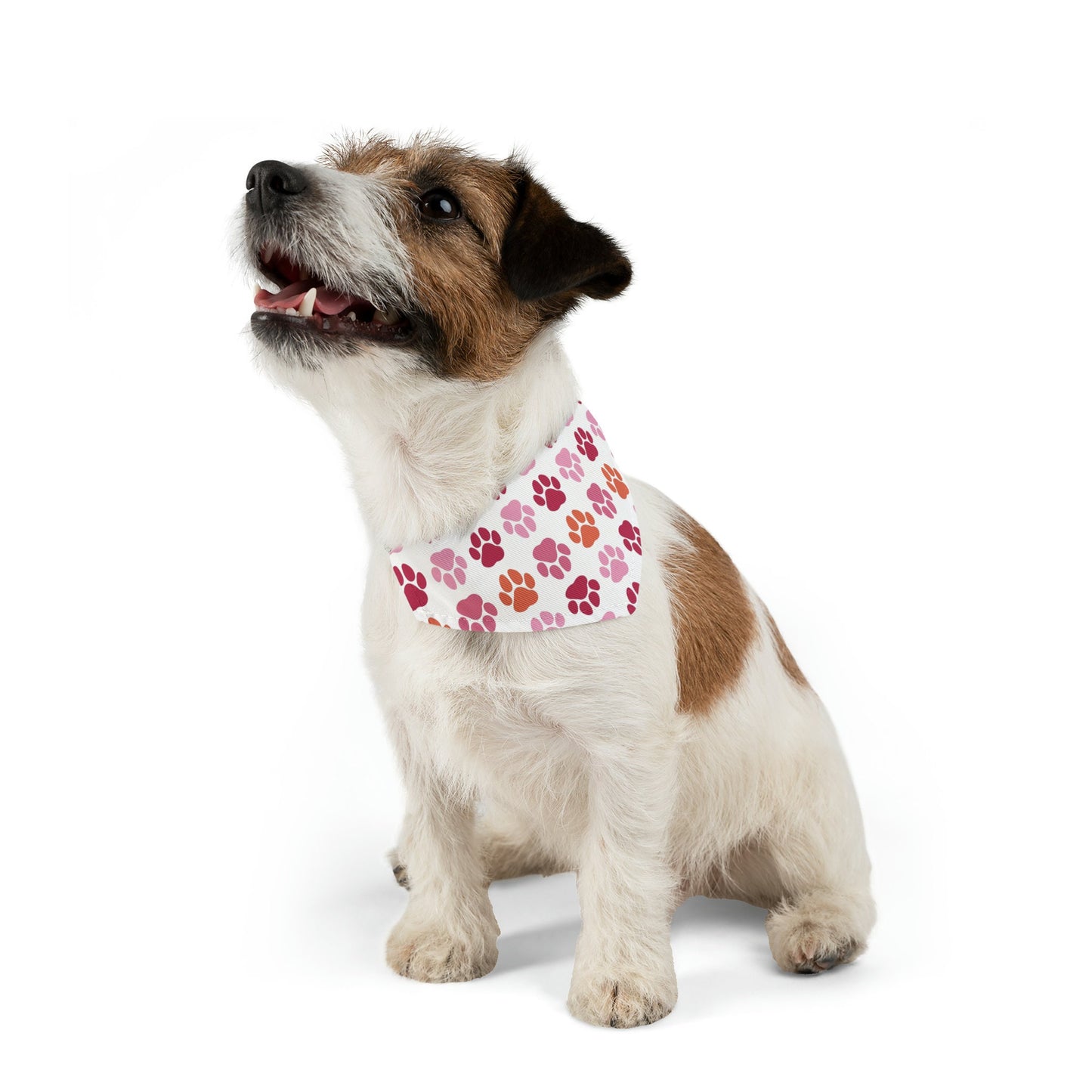 Dog Bandana Collar, Paw Prints in Pink and Red Bandana, Camping Bandana for Pets