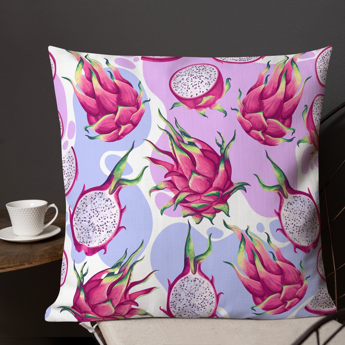 Pitaya Fruit Pillow, Tropical Dragon Fruit Print Pillow, Patio throw pillow to brighten any space