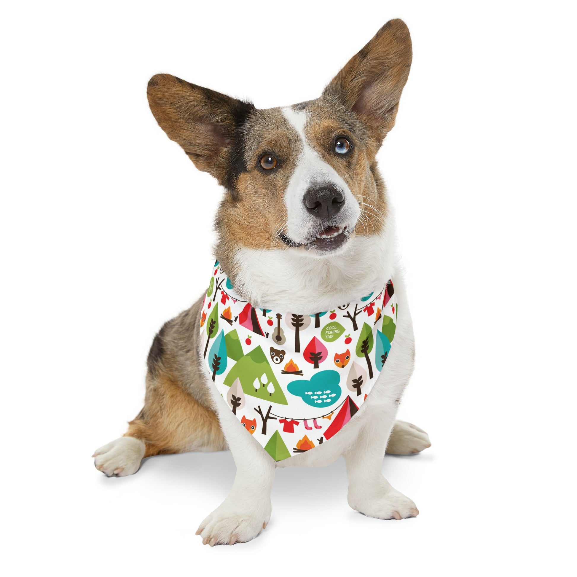 Camping Pet Bandana Collar, Trees and Tent dog collar, pet accessories in small to extra large, clip closure for comfortable fit collar