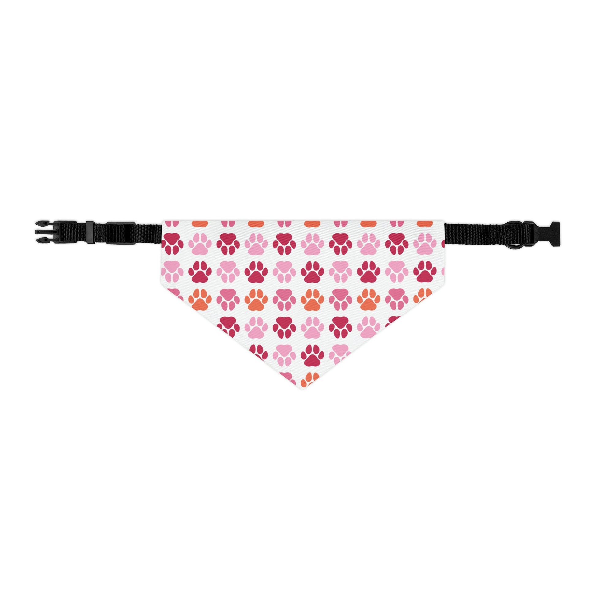 Dog Bandana Collar, Paw Prints in Pink and Red Bandana, Camping Bandana for Pets