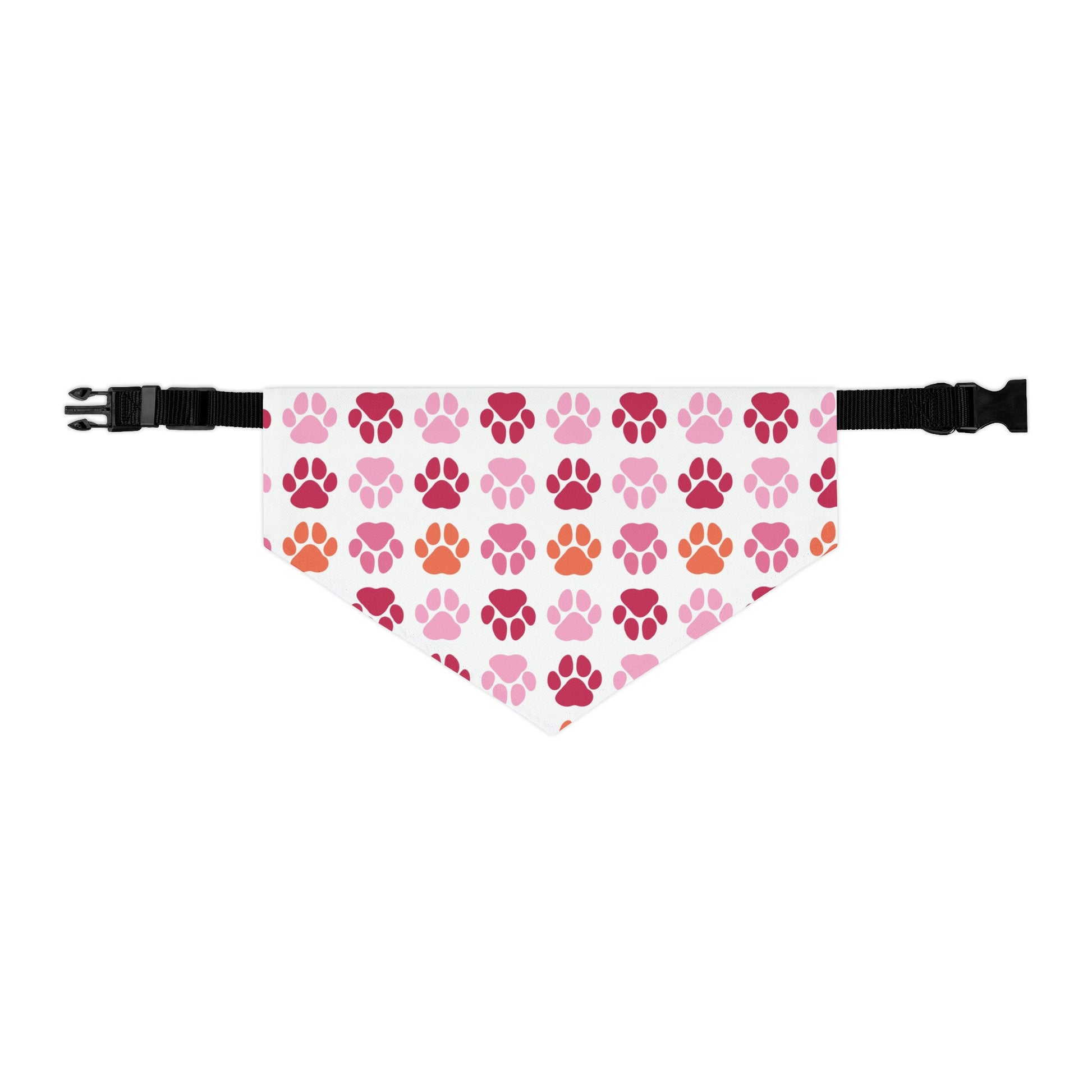 Dog Bandana Collar, Paw Prints in Pink and Red Bandana, Camping Bandana for Pets