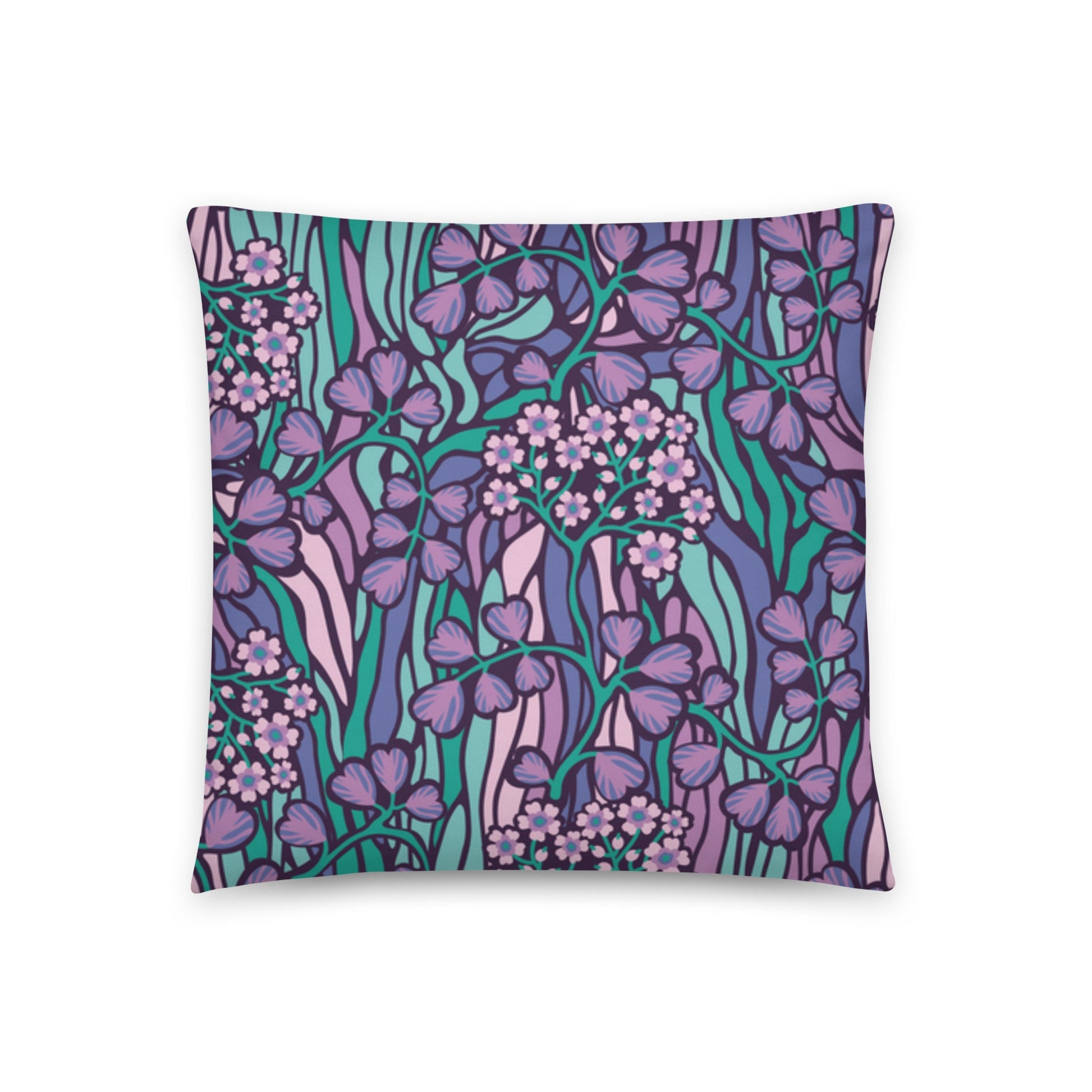 Purple Florals Pillow, 18x18 pillow with poly fill, Bright color pillow for any patio or living space