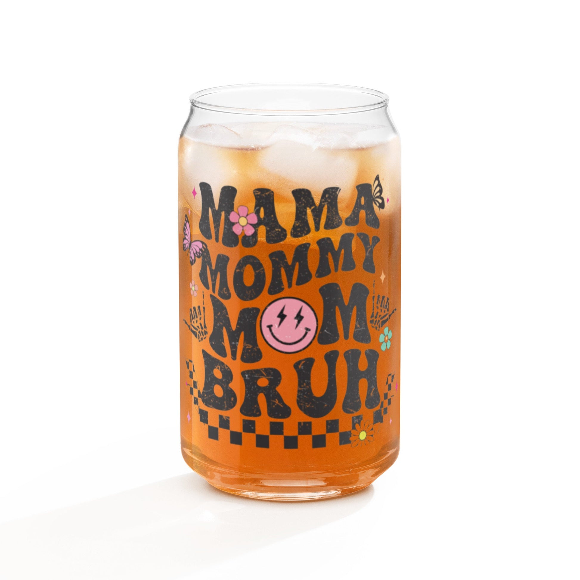 Mama Mom Bruh Can-shaped glass, Mother&#39;s Day Gift for mom, iced coffee glass tumbler